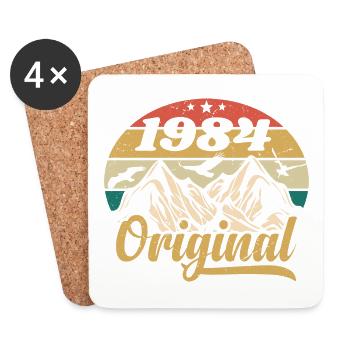 Original 1984 Vintage Geburtstagsgeschenk 1984 - Untersetzer (4er-Set) - Weiß - Vorne