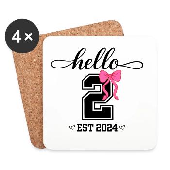 Hello 2 Est 2024 Pink Bow Design - Coasters (set of 4) - white - Front