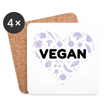 Vegan heart - Coasters (set of 4) - white - Front