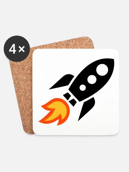 Rakete - Untersetzer (4er-Set) - Weiß