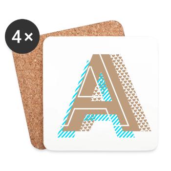 A - hip letter - Coasters (set of 4) - white - Front
