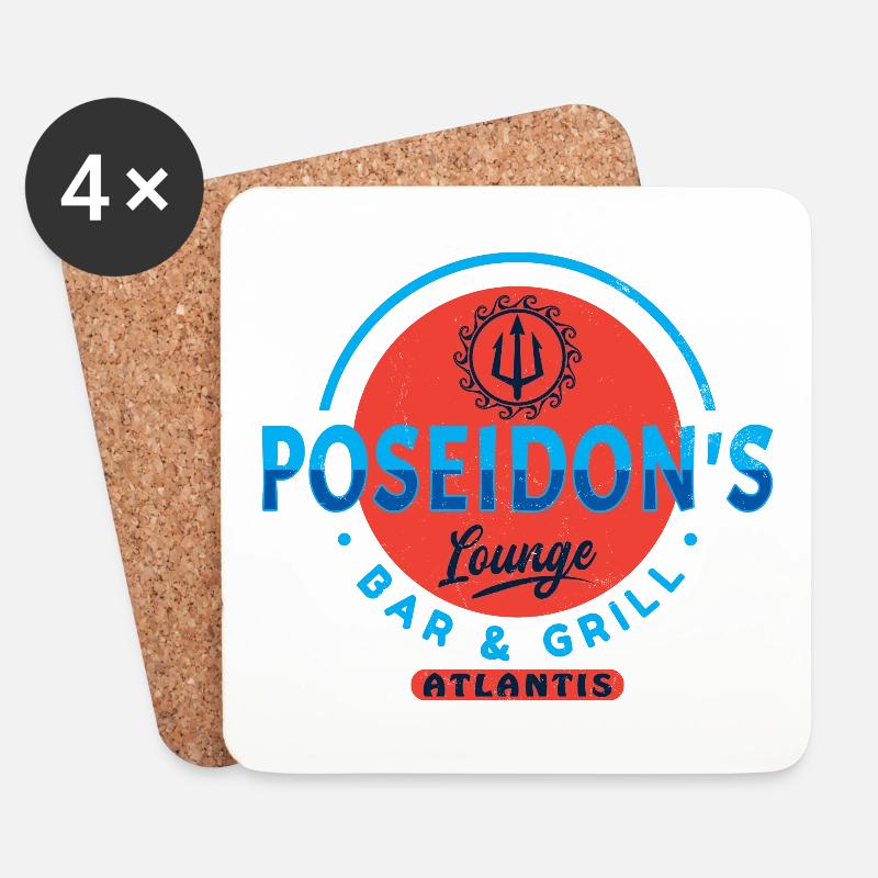 Poseidon - Untersetzer (4er-Set) - Weiß