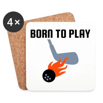 Born to play golf, Golfschläger, Golfball, Flammen - Untersetzer (4er-Set) - Weiß - Vorne