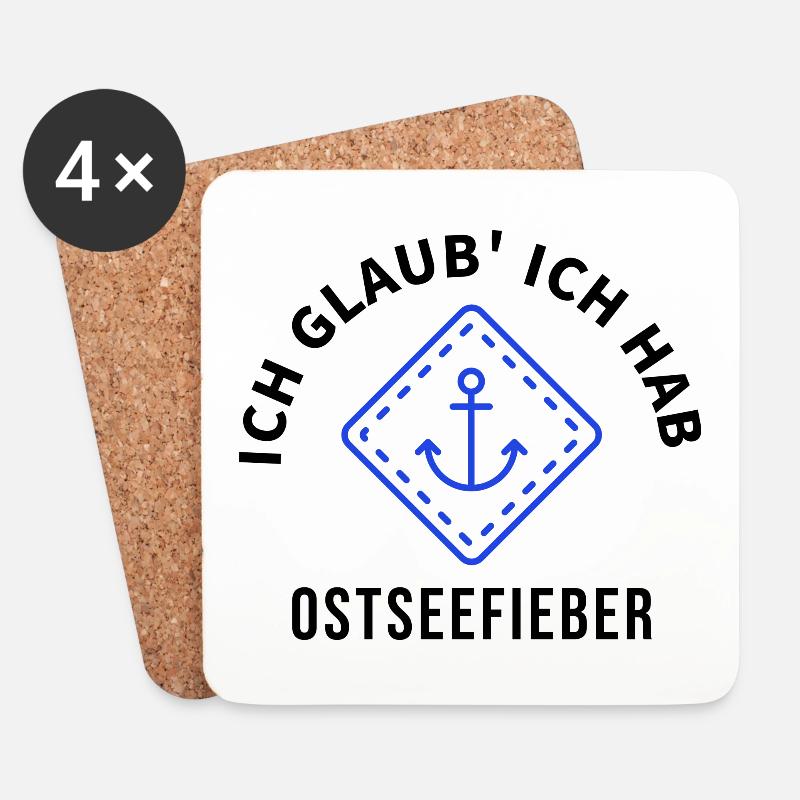 Ich glaub' ich hab Ostseefieber Blau/Schwarz - Untersetzer (4er-Set) - Weiß