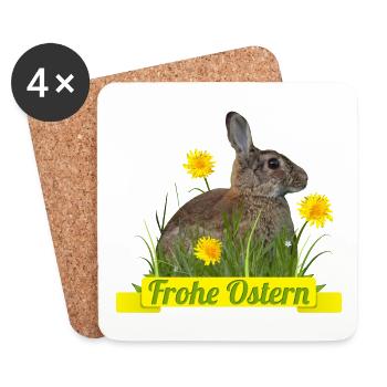 Frohe Ostern Osterhase - Untersetzer (4er-Set) - Weiß - Vorne