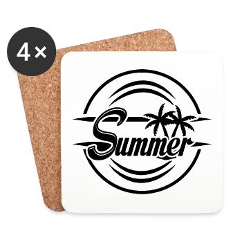 Été | Soleil | Jours fériés | Motif palmier - Dessous de verre (lot de 4) - blanc - Devant