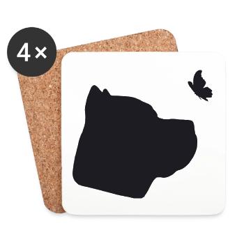Cane Corso mit Schmetterling - Untersetzer (4er-Set) - Weiß - Vorne