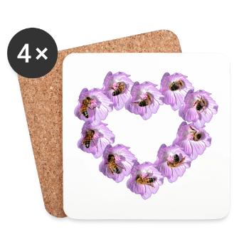 A Heart for Bees - Flower Art Gift Garden - Coasters (set of 4) - white - Front