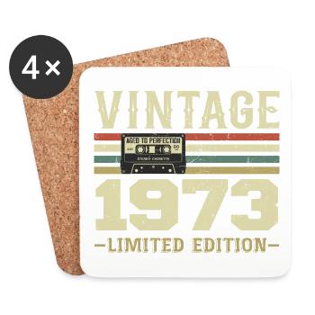 Vintage 1973 Rétro Cadeau D’anniversaire 1973 - Dessous de verre (lot de 4) - blanc - Devant