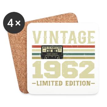 Vintage 1962 Rétro Cadeau D’anniversaire 1962 - Dessous de verre (lot de 4) - blanc - Devant