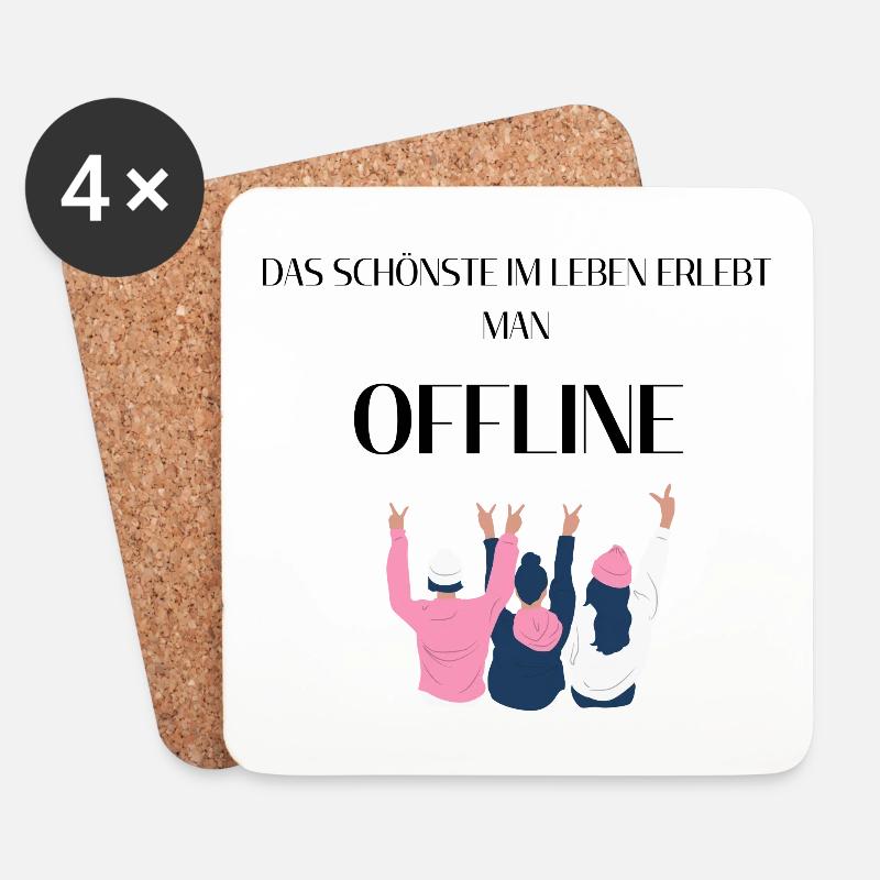 Das schönste im Leben erlebt man OFFLINE - Untersetzer (4er-Set) - Weiß