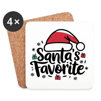 Le chapeau de Père Noël préféré du Père Noël - Dessous de verre (lot de 4) - blanc - Devant