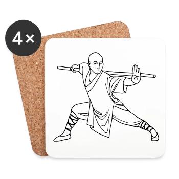 Kung Fu Shaolin Monk - Coasters (set of 4) - white - Front