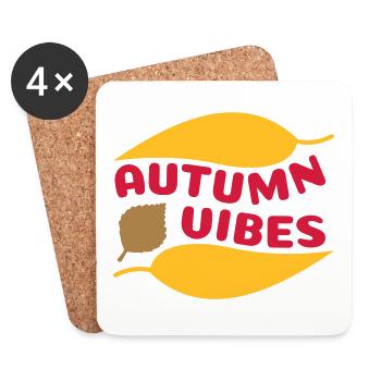 Autumn vibes (curved leaves) - Coasters (set of 4) - white - Front
