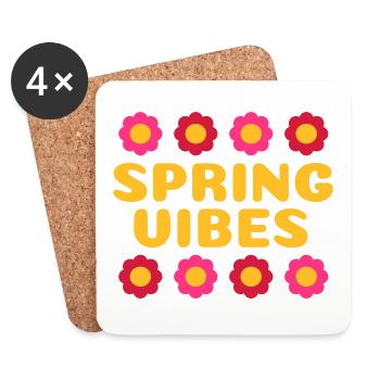 Spring vibes (eight flowers) - Coasters (set of 4) - white - Front