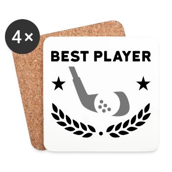 Best player (Golfschläger, Golfball, Lorbeerkranz) - Untersetzer (4er-Set) - Weiß - Vorne