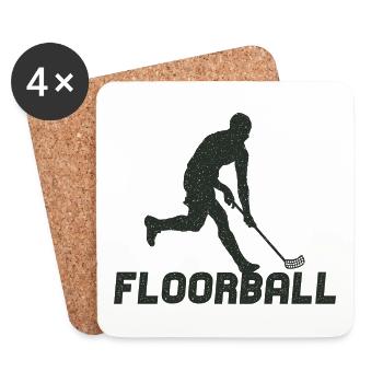 Floorball Player Silhouette Floorballer Floorball - Coasters (set of 4) - white - Front