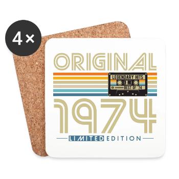 Original 1974 Vintage Vintage Birthday Retro - Coasters (set of 4) - white - Front