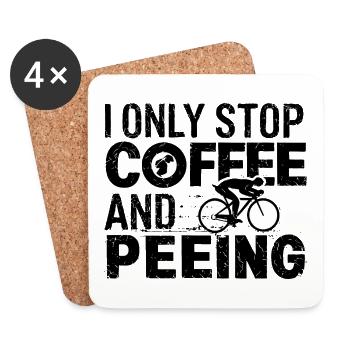 I Only Stop for Coffee and Peeing Radfahrer - Untersetzer (4er-Set) - Weiß - Vorne