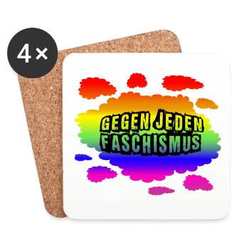 AfD stoppen gegen rechts Demokratie Vielfalt links - Untersetzer (4er-Set) - Weiß - Vorne