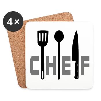 chef ustensiles - Untersetzer (4er-Set) - Weiß - Vorne