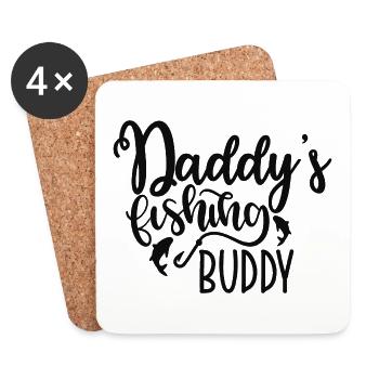 Daddy's Fishing Buddy Cute Kids Hobby - Coasters (set of 4) - white - Front