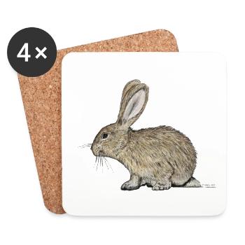 Rabbit/Kaninchen - Untersetzer (4er-Set) - Weiß - Vorne