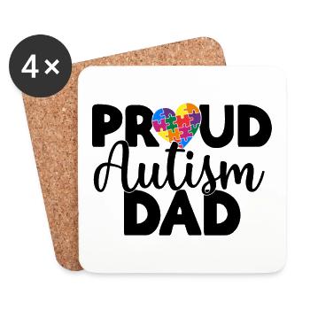 Papa autiste fier - Dessous de verre (lot de 4) - blanc - Devant
