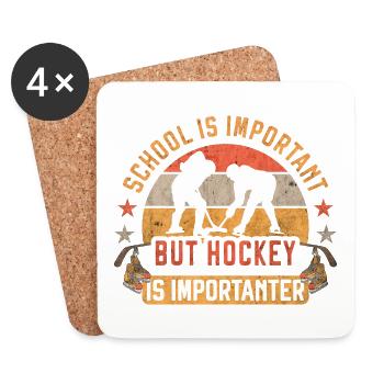 Schule ist wichtig, aber Hockey ist wichtiger - Untersetzer (4er-Set) - Weiß - Vorne