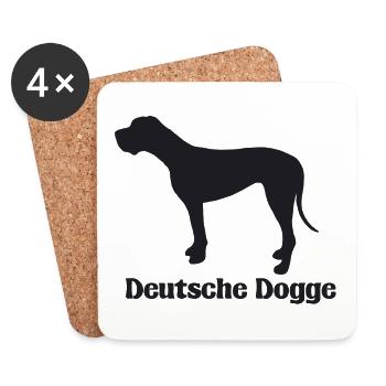 Deutsche Dogge Silhouette - Untersetzer (4er-Set) - Weiß - Vorne