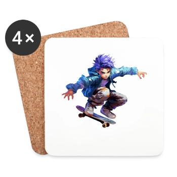 Anime Skater - Coasters (set of 4) - white - Front