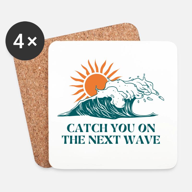 Next Wave Solar Surf Slogan - Untersetzer (4er-Set) - Weiß