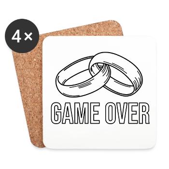 Game Over Junggesellenabschied JGA - Untersetzer (4er-Set) - Weiß - Vorne
