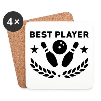 Best player (Bowlingpins, Bowlingkugel, Sterne) - Untersetzer (4er-Set) - Weiß - Vorne