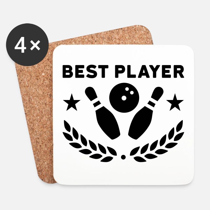 Best player (Bowlingpins, Bowlingkugel, Sterne) - Untersetzer (4er-Set) - Weiß