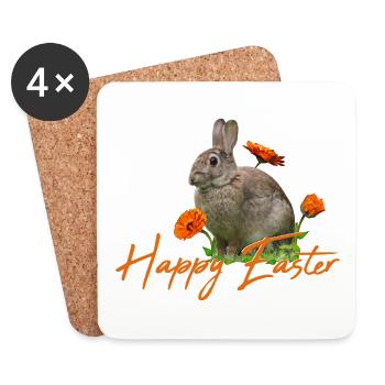 Happy Easter rabbit cony - Coasters (set of 4) - white - Front