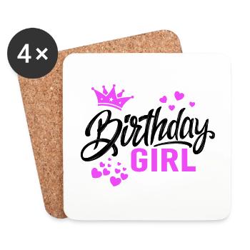 Birthday Girl Girl Gift Idea Birthday - Coasters (set of 4) - white - Front