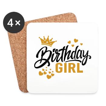 Anniversaire Fille Idée cadeau Fille Anniversaire - Dessous de verre (lot de 4) - blanc - Devant