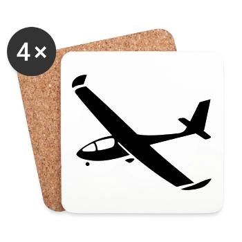 Minimalist Airplane Silhouettes - Elegant Silhouettes - Coasters (set of 4) - white - Front