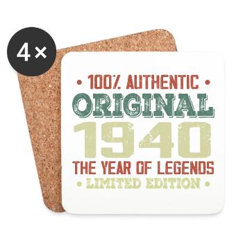 Legend Since 1940 Born in 1940 - 84th Birthday - Coasters (set of 4) - white - Front