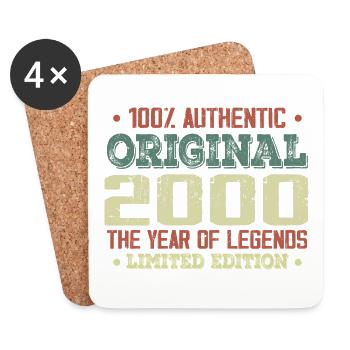 Legend since 2000 Born in 2000 - 24th birthday - Coasters (set of 4) - white - Front