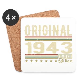 Original 1943 - Cadeau D’anniversaire Rétro 1943 - Dessous de verre (lot de 4) - blanc - Devant