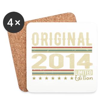 Original 2014 - Retro Geburtstagsgeschenk 2014 - Untersetzer (4er-Set) - Weiß - Vorne