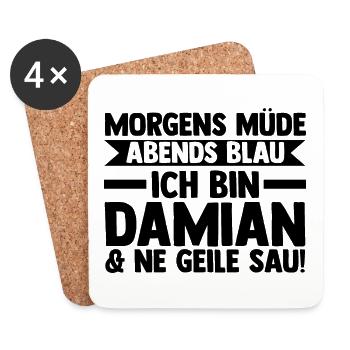 Vorname Damian - Untersetzer (4er-Set) - Weiß - Vorne