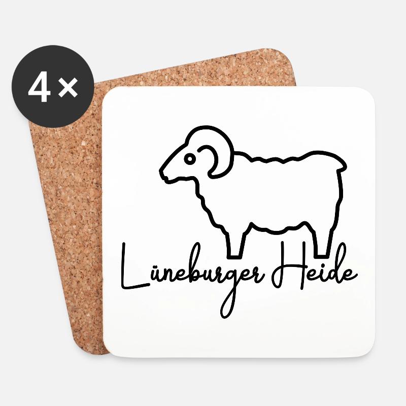 Heidschnucke Lüneburger Heide - Untersetzer (4er-Set) - Weiß