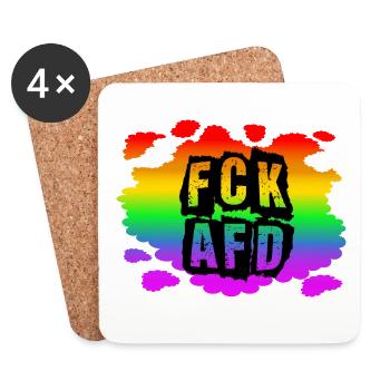 Stop AfD contre la droite, la démocratie, la diversité, la gauche - Dessous de verre (lot de 4) - blanc - Devant
