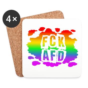 Stop AfD contre la droite, la démocratie, la diversité, la gauche - Dessous de verre (lot de 4) - blanc - Devant