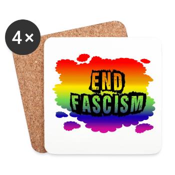 Stop AfD contre la droite, la démocratie, la diversité, la gauche - Dessous de verre (lot de 4) - blanc - Devant