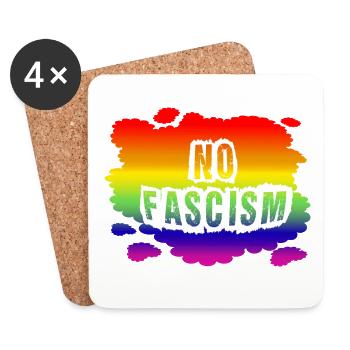 Stop AfD contre la droite, la démocratie, la diversité, la gauche - Dessous de verre (lot de 4) - blanc - Devant