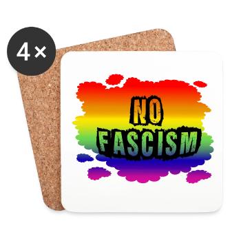 Stop AfD contre la droite, la démocratie, la diversité, la gauche - Dessous de verre (lot de 4) - blanc - Devant